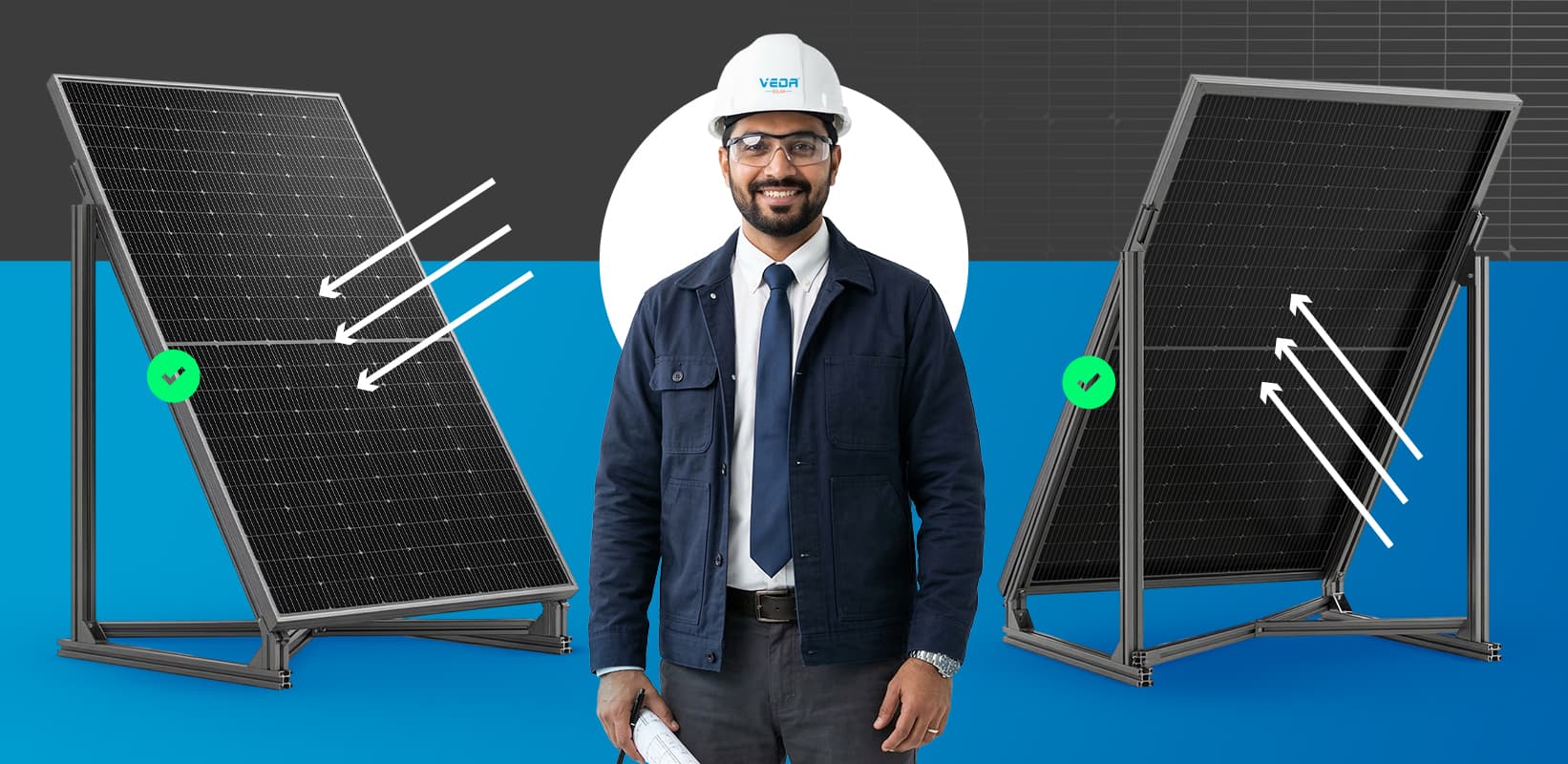 Bifacial solar panel close-up