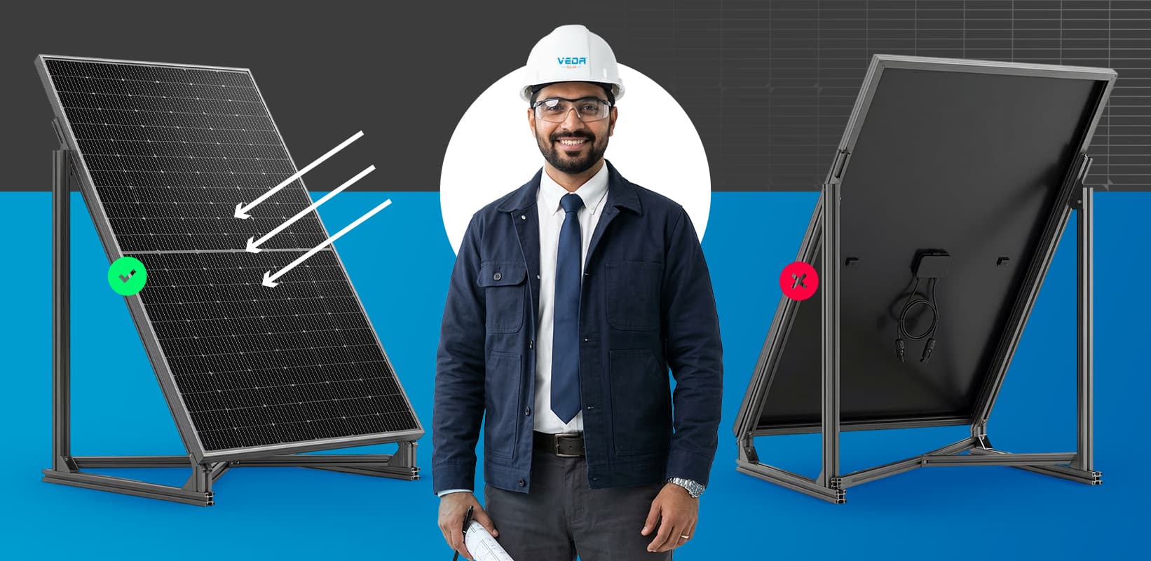 Monofacial solar panel close-up